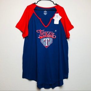 NWT Texas Rangers Torrid Baseball V-Neck Top